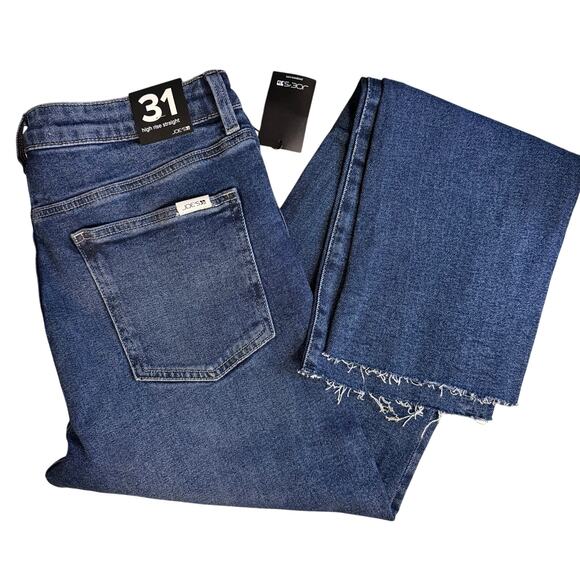 Joe’s Jeans Indigo Rinse Raw Hem Mid Rise Straight Leg Size 32 x 31.5 Ankle NWT - Picture 1 of 5